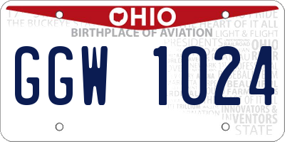 OH license plate GGW1024