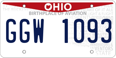 OH license plate GGW1093