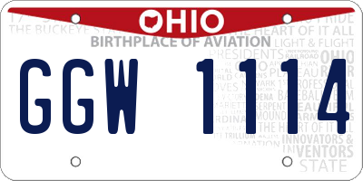 OH license plate GGW1114