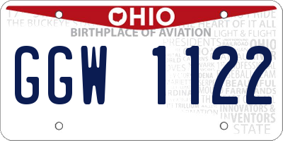 OH license plate GGW1122