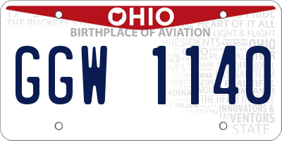 OH license plate GGW1140