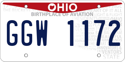 OH license plate GGW1172