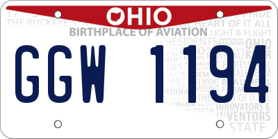 OH license plate GGW1194
