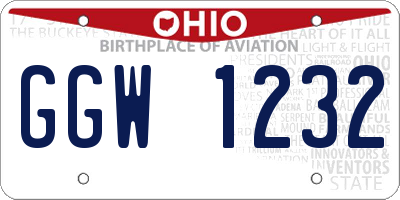 OH license plate GGW1232