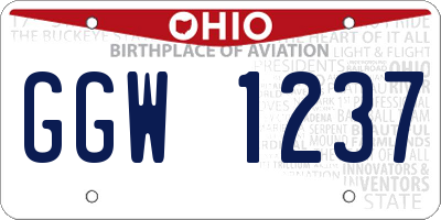 OH license plate GGW1237