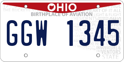 OH license plate GGW1345