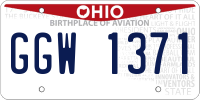 OH license plate GGW1371
