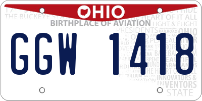 OH license plate GGW1418