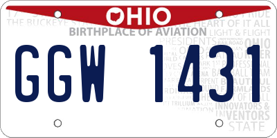 OH license plate GGW1431