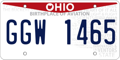OH license plate GGW1465