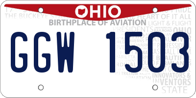 OH license plate GGW1503