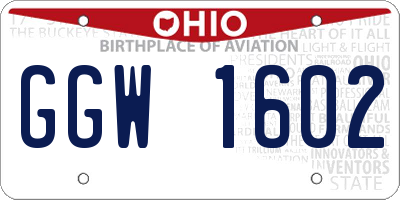 OH license plate GGW1602
