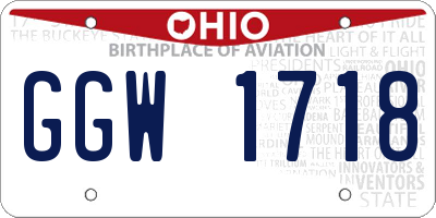 OH license plate GGW1718