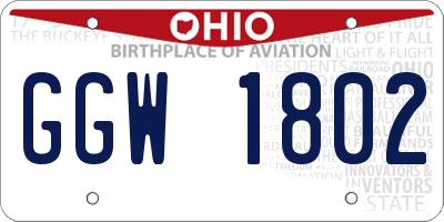 OH license plate GGW1802