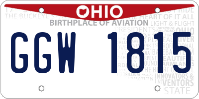 OH license plate GGW1815