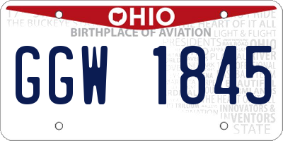 OH license plate GGW1845