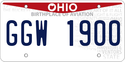 OH license plate GGW1900