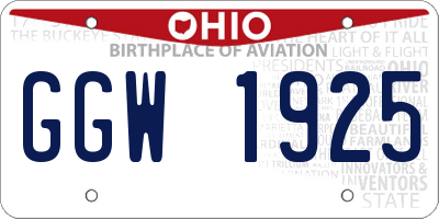 OH license plate GGW1925