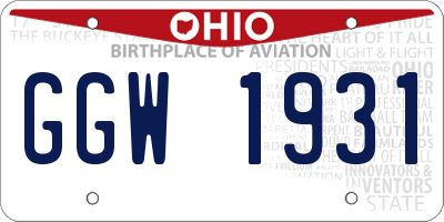 OH license plate GGW1931