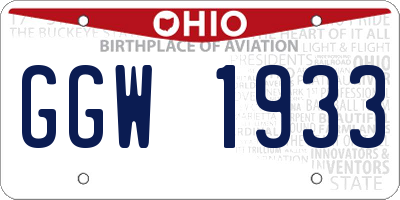 OH license plate GGW1933