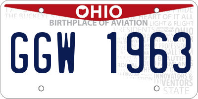 OH license plate GGW1963