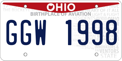 OH license plate GGW1998