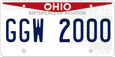 OH license plate GGW2000