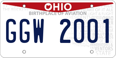 OH license plate GGW2001