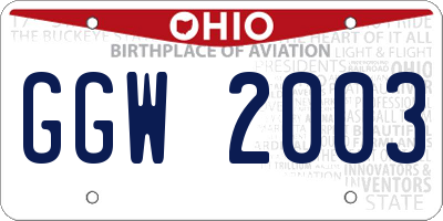 OH license plate GGW2003