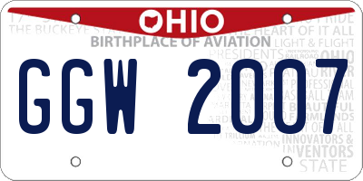 OH license plate GGW2007