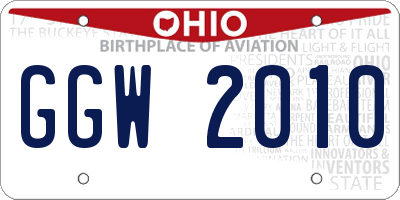 OH license plate GGW2010
