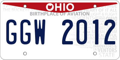 OH license plate GGW2012
