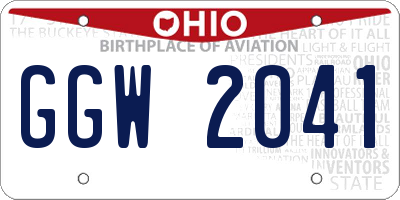 OH license plate GGW2041