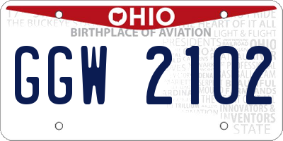 OH license plate GGW2102