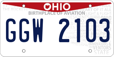 OH license plate GGW2103