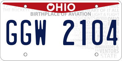 OH license plate GGW2104