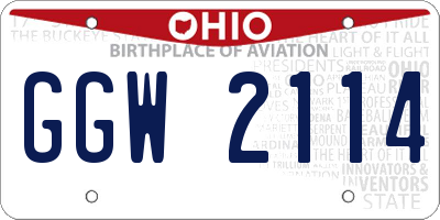 OH license plate GGW2114
