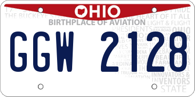 OH license plate GGW2128