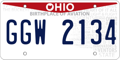 OH license plate GGW2134