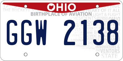 OH license plate GGW2138