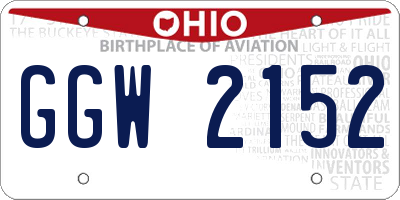 OH license plate GGW2152