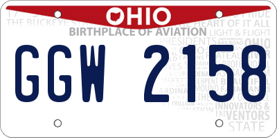 OH license plate GGW2158