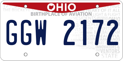 OH license plate GGW2172