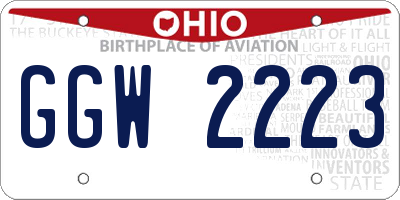 OH license plate GGW2223