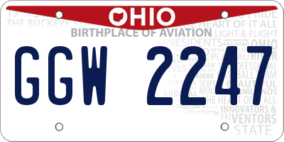 OH license plate GGW2247