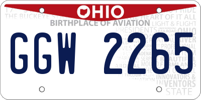 OH license plate GGW2265