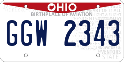 OH license plate GGW2343