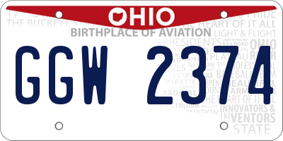 OH license plate GGW2374