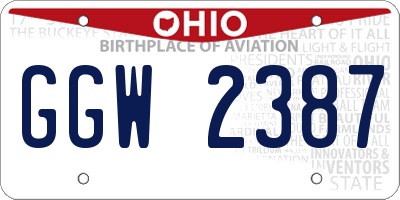 OH license plate GGW2387