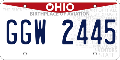 OH license plate GGW2445